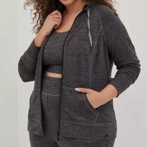 Happy Camper by Torrid Soft Jersey Zip Hoodie Active Jacket Women’s 3 3X 22-24